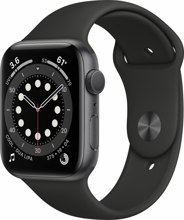 apple watch series 6 gps 44mm aluminium space grau mit sportarmband schwarz