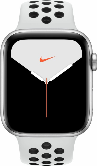 Apple Watch Nike Series 5 (GPS) 44mm Aluminium silber mit Sportarmband Pure Platinum/schwarz