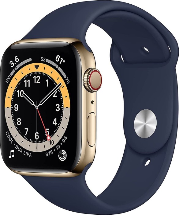 apple watch series 6 gps cellular 44mm edelstahl gold mit sportarmband 1