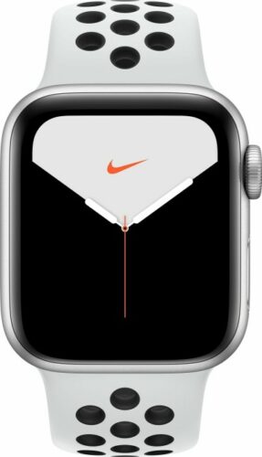 Apple Watch Nike Series 5 (GPS + Cellular) 40mm Aluminium silber mit Sportarmband pure platinum/schwarz (MX3C2FD)