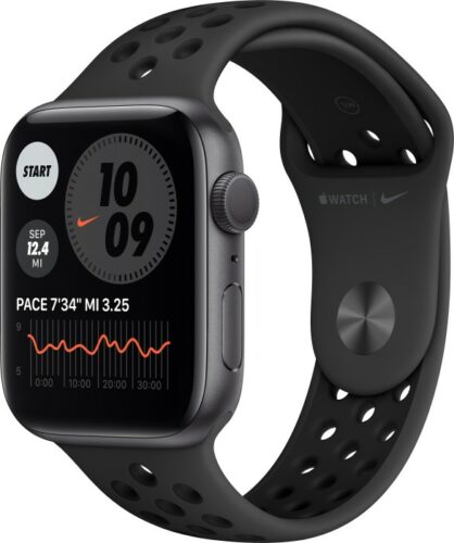 Apple Watch Nike Series 6 (GPS) 44mm Aluminium space grau mit Sportarmband anthrazit/schwarz (MG173FD)