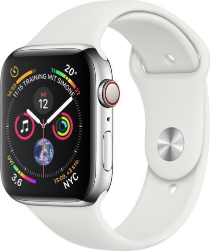 Apple Watch Series 4 (GPS + Cellular) Edelstahl 44mm silber mit Milanaise-Armband silber (MTX12FD/A)