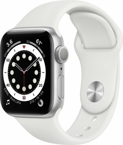 Apple Watch Series 6 (GPS) 40mm Aluminium silber mit Sportarmband weiß (MG283FD)