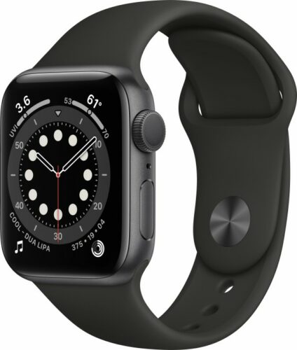 Apple Watch Series 6 (GPS) 40mm Aluminium space grau mit Sportarmband schwarz (MG133FD)