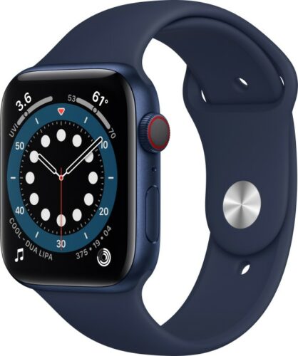 Apple Watch Series 6 (GPS + Cellular) 44mm Aluminium blau mit Sportarmband dunkelmarine (M09A3FD)