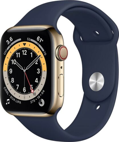 Apple Watch Series 6 (GPS + Cellular) 44mm Edelstahl gold mit Milanaise-Armband gold (M09G3FD)